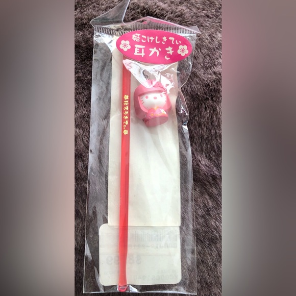 New NWT Sanrio Hello Kitty body solid mini figure pink ear pick stick 2007 Japan - Picture 2 of 6